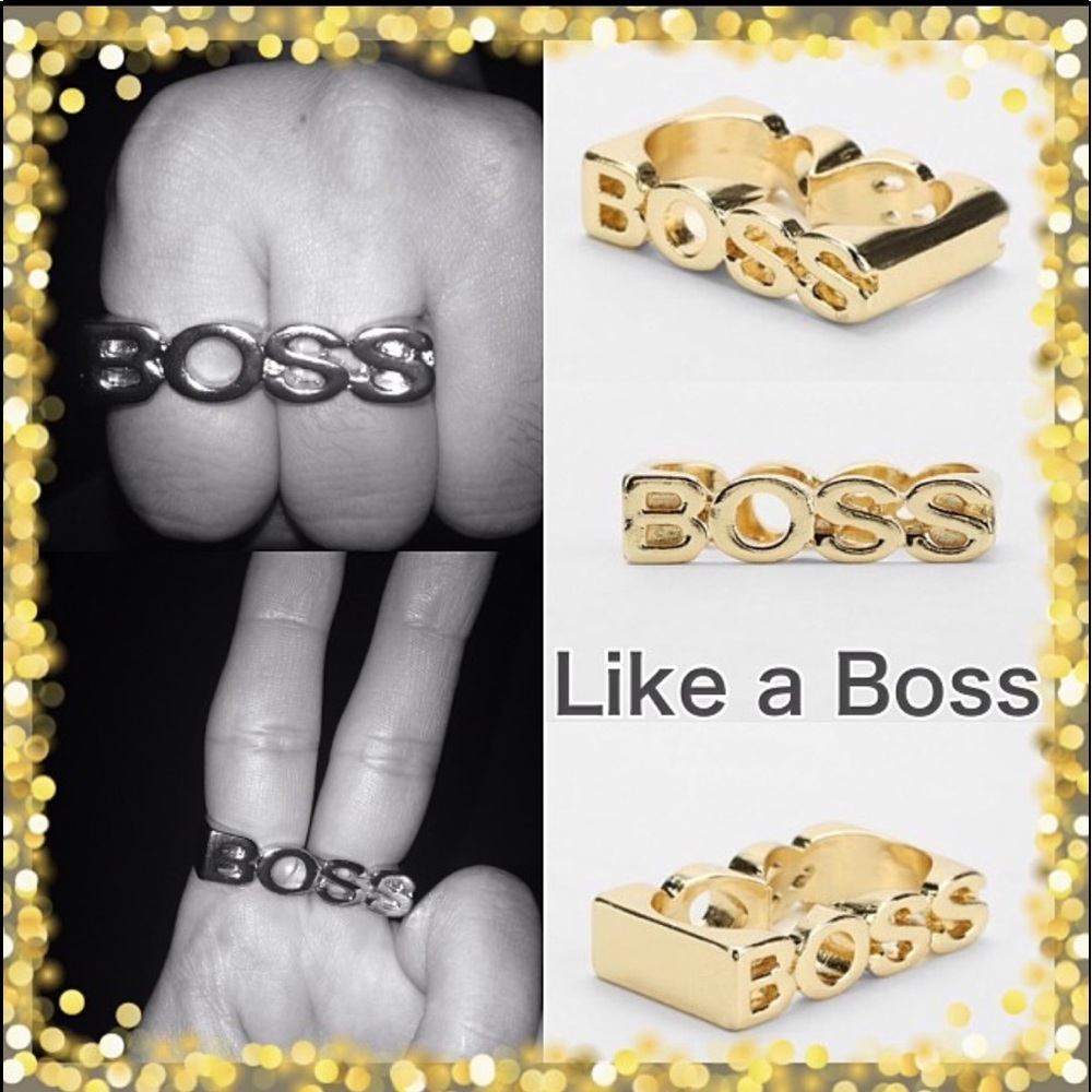 Chunky double-finger ring "BOSS" nameplate​